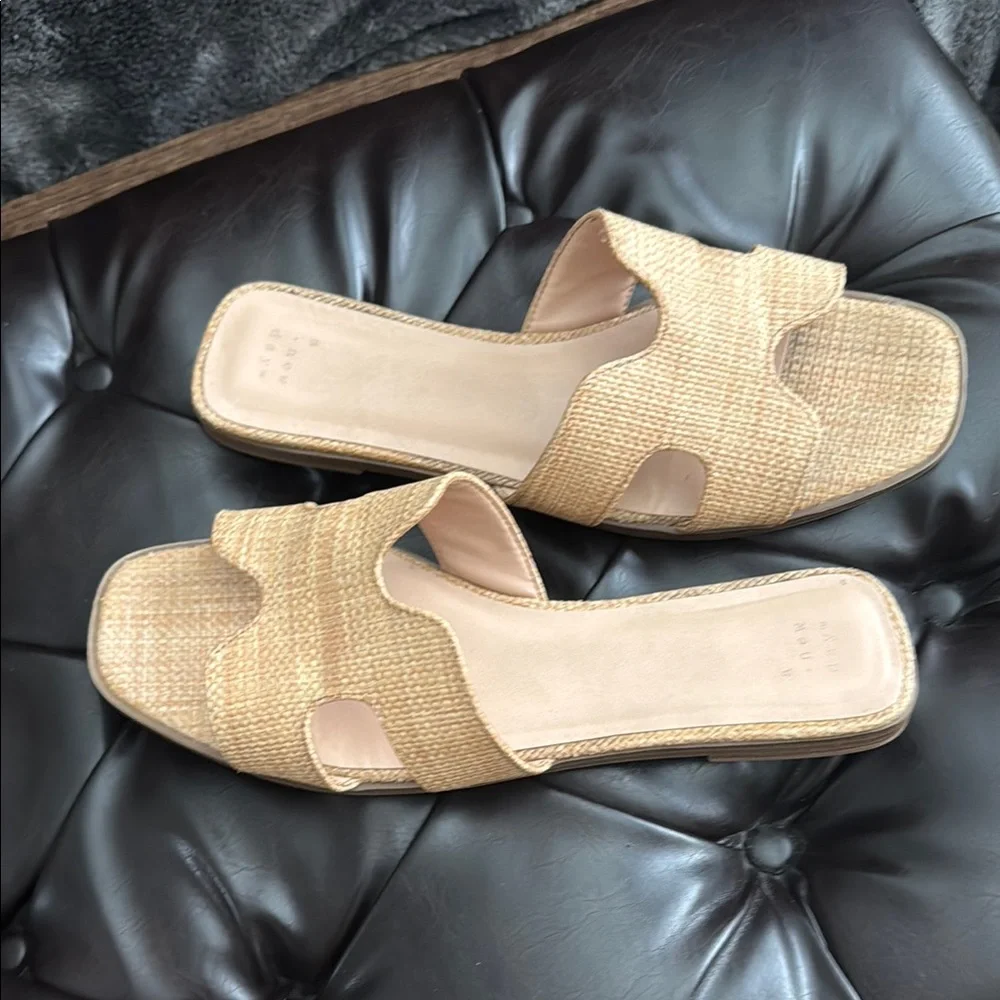 a new day Tan Raffia Slide Mules